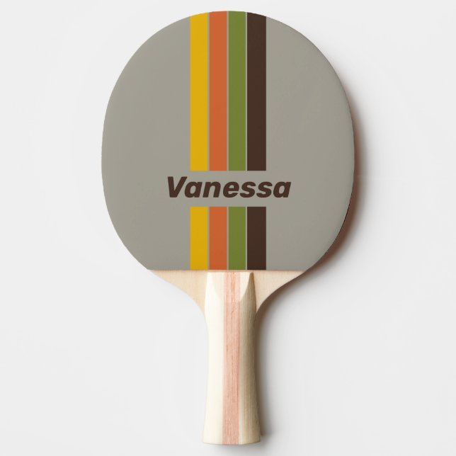 Raquete De Ping Pong Sunset Clover Pin Listrado com Nome (Frente)