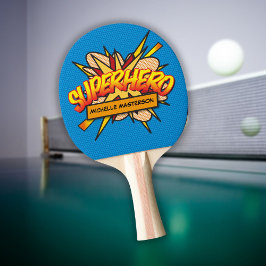 Raquete De Ping Pong Super HERO - Arte de Pop de Livro Retrópico Retro