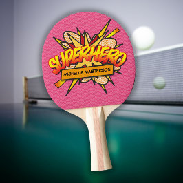 Raquete De Ping Pong Super-herói Rosa Personalizado Divertido Legal