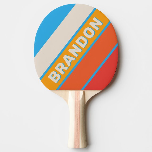 Raquete De Ping Pong Surf Esmaecido Azul Espalhado com Nome (Frente)