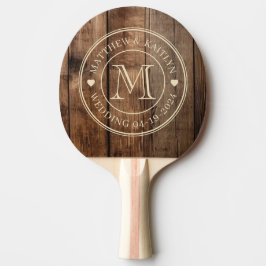 Raquete De Ping Pong Tábuas de assoalho de celeiro Monograma de casamen