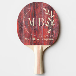 Raquete De Ping Pong Tábuas de Celeiro Desgastadas Monograma de Folha d