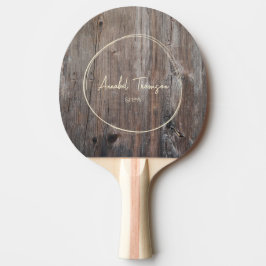Raquete De Ping Pong Tábuas Gastas Nome no Círculo Desenhado
