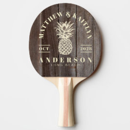 Raquete De Ping Pong Tábuas Vintage Tropicais de Abacaxi Casamento