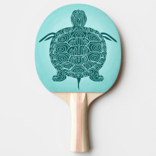 Raquete De Ping Pong Tartaruga Desenho Azul Verde em Aqua