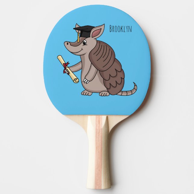 Raquete De Ping Pong Tatu bonito com desenho de boné de formatura (Frente)