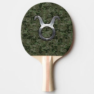 Raquete De Ping Pong Taurus Zodiac Símbolo do Camo Digital Verde-Oliva