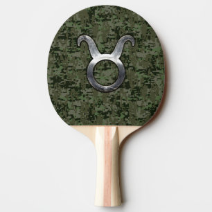 Raquete De Ping Pong Taurus Zodiac Símbolo do Camo Digital Verde-Oliva