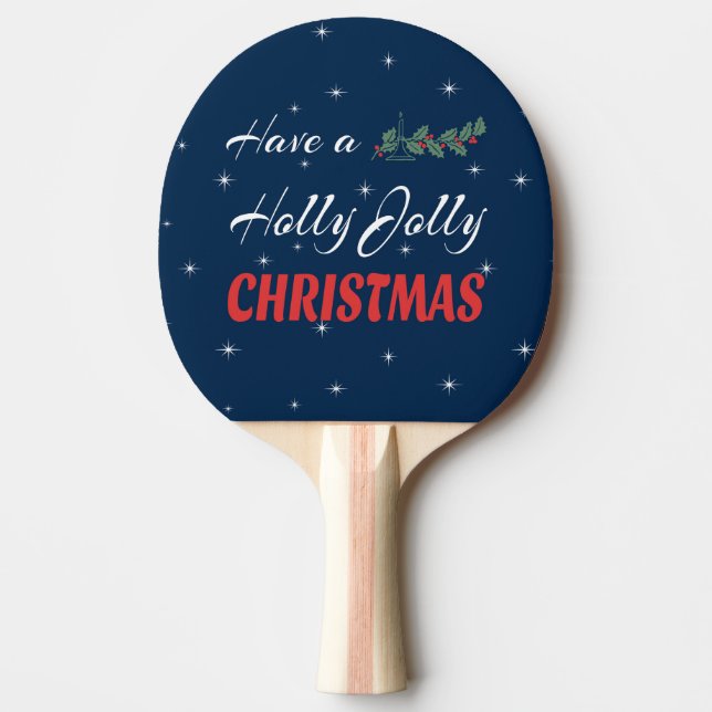 Raquete De Ping Pong Tenha um Natal Holly Jolly (Frente)