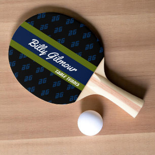 Raquete De Ping Pong ténis de mesa com nome listra azul/verde