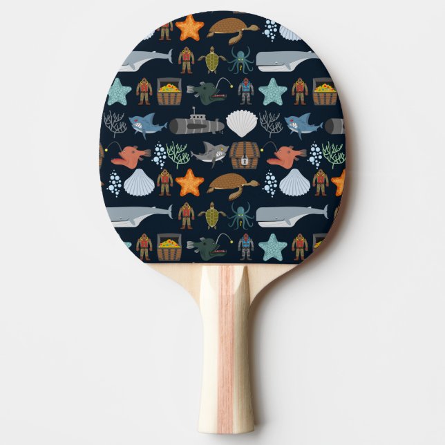 Raquete De Ping Pong Teste padrão 1 dos habitantes do oceano (Frente)