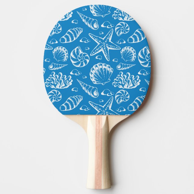 Raquete De Ping Pong Teste padrão azul da praia (Frente)