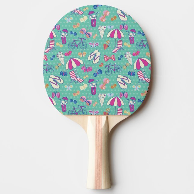 Raquete De Ping Pong Teste padrão bonito com elementos do verão (Frente)