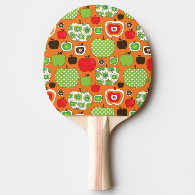 Raquete De Ping Pong Teste padrão bonito da ilustração da maçã (Frente)