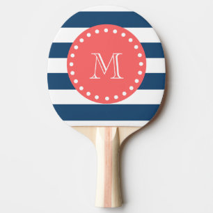 Raquete De Ping Pong Teste padrão branco das listras dos azuis