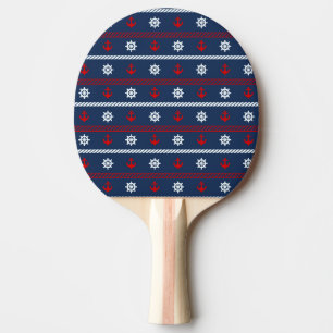 Raquete De Ping Pong Teste padrão branco e azul vermelho do oceano