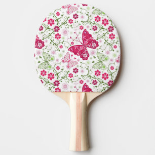 Raquete De Ping Pong Teste padrão branco floral