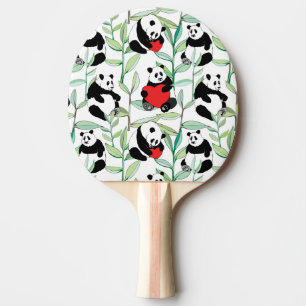 Raquete De Ping Pong teste padrão com as pandas bonitas com corações