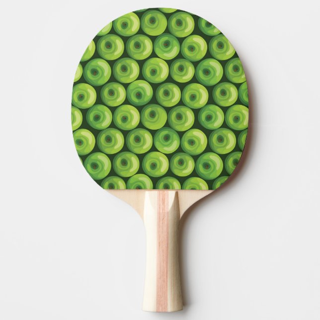 Raquete De Ping Pong Teste padrão com maçãs verdes (Frente)