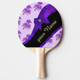 Raquete De Ping Pong Teste padrão de flor floral do vintage roxo bonit