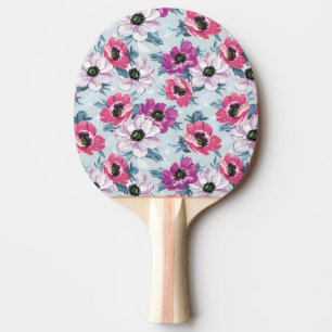 Raquete De Ping Pong Teste padrão de flores da cor da elegância no az