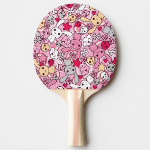 Raquete De Ping Pong Teste padrão de Kawaii