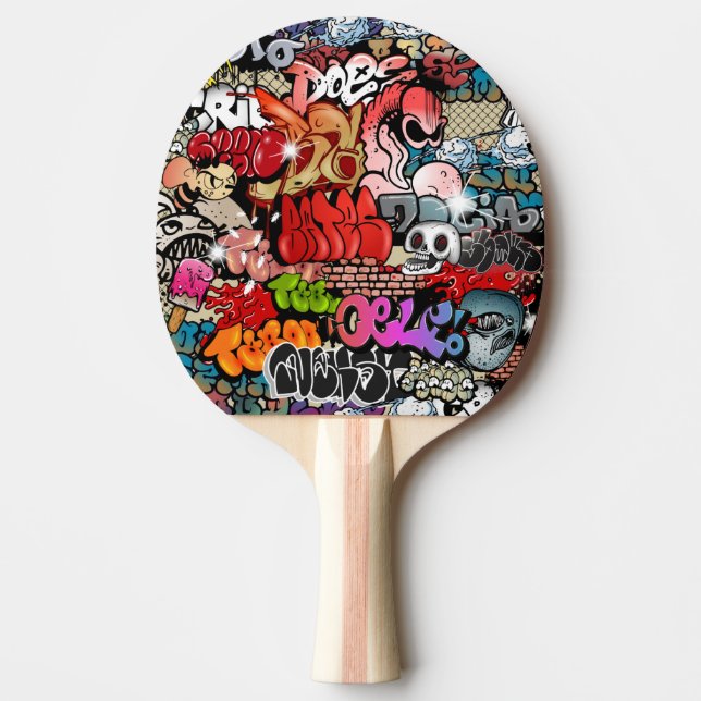 Raquete De Ping Pong Teste padrão dinâmico urbano da arte dos grafites (Frente)