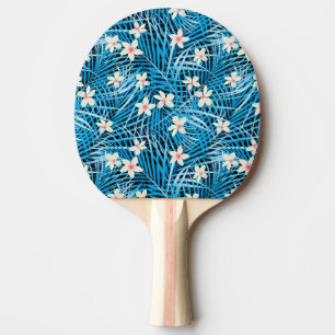 Raquete De Ping Pong Teste padrão do azul das folhas de palmeira