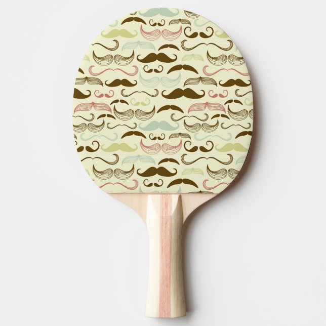 Raquete De Ping Pong Teste padrão do bigode, estilo retro 4 (Frente)