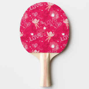 Raquete De Ping Pong Teste padrão do dia dos namorados com Cupido