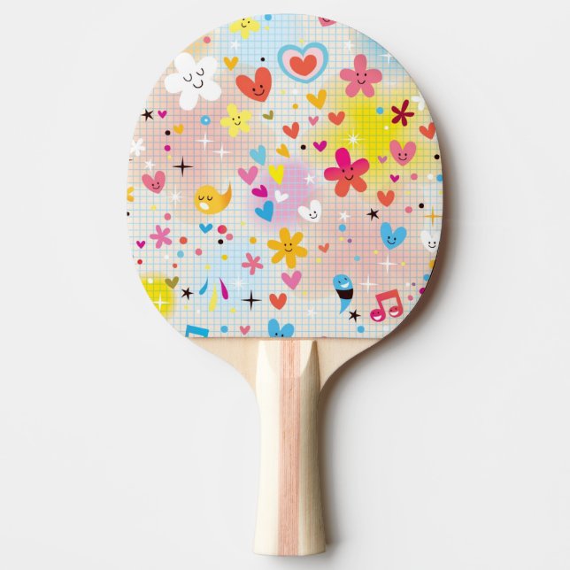 Raquete De Ping Pong teste padrão dos desenhos animados do divertimento (Frente)