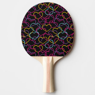 Raquete De Ping Pong Teste padrão dos namorados com corações da cor