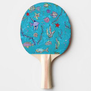 Raquete De Ping Pong Teste padrão dos peixes de turquesa