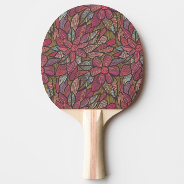 Raquete De Ping Pong Teste padrão floral 4 (Frente)