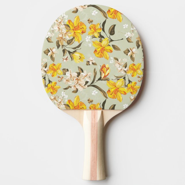 Raquete De Ping Pong Teste padrão floral brilhante bonito à moda (Frente)