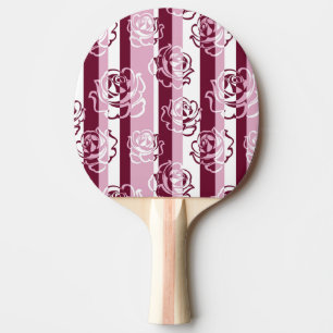Raquete De Ping Pong Teste padrão listrado com rosas