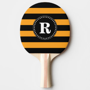 Raquete De Ping Pong Teste padrão preto e alaranjado das listras