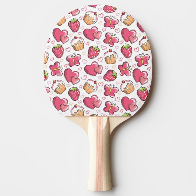 Raquete De Ping Pong teste padrão romântico da comida (Frente)