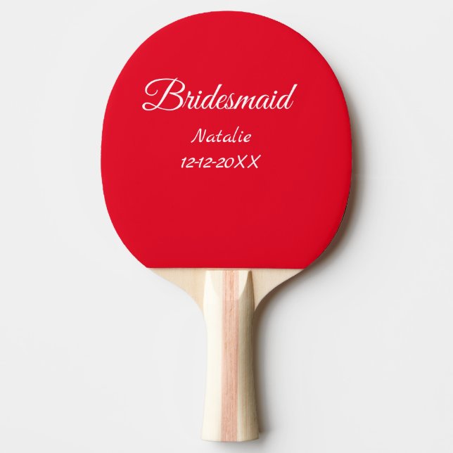 Raquete De Ping Pong Texto de ano de adição de nome simples e mínimo de (Frente)