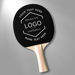 Raquete De Ping Pong Texto do logotipo Fundo preto Promocional comercia