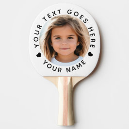 Raquete De Ping Pong Texto e nome personalizados da foto