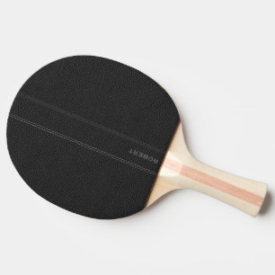Raquete De Ping Pong Texto Personalizado da Imagem de Couro Preto