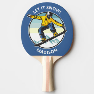 Raquete De Ping Pong Texto personalizado & nome SNOWBOARDER