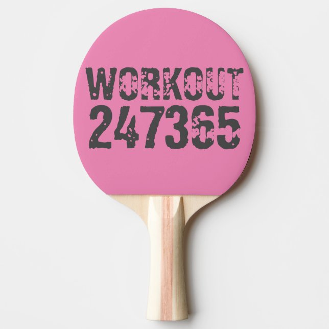 Raquete De Ping Pong Texto vestido e arranhado Workout 247365 rosa (Frente)