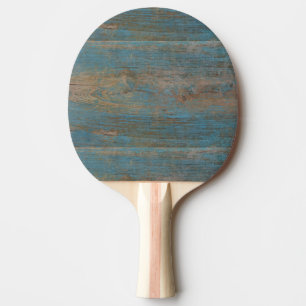 Raquete De Ping Pong Textura Azul de Madeira de Praia