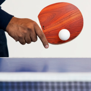 Raquete De Ping Pong Textura de madeira de cerejeira com monograma pers