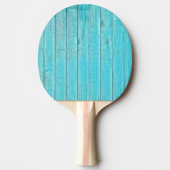 Raquete De Ping Pong Textura de paredes de madeira azul turquesa (Frente)
