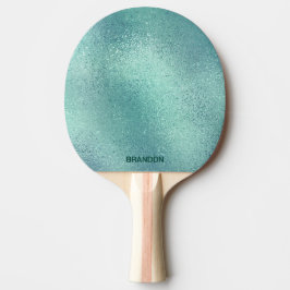Raquete De Ping Pong Textura de vidro brilhante iridescente verde-azul