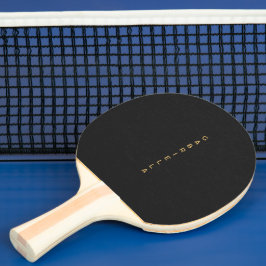 Raquete De Ping Pong Textura em papel preto luxo moderno e nome Dourado