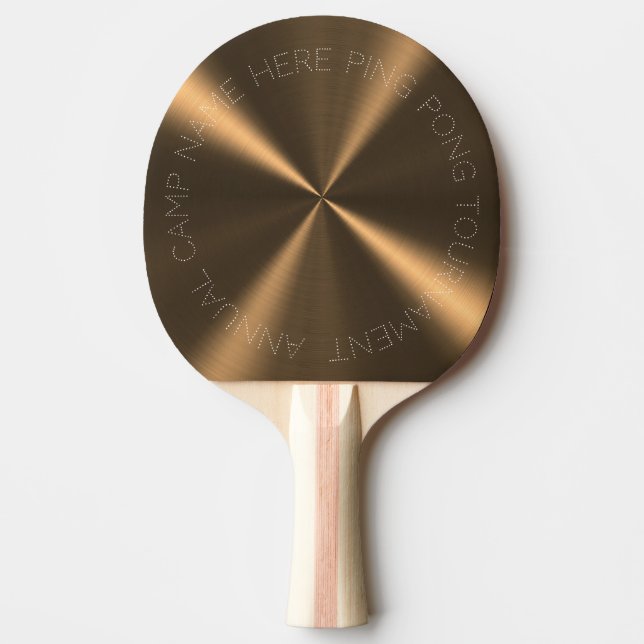 Raquete De Ping Pong Textura Radial Metálica Personalizada de Bronze (Frente)